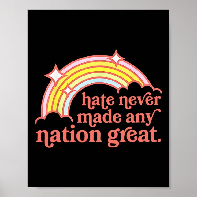 Hate Never Made Any Nation Great Rainbow Peace Ant Poster (Front)