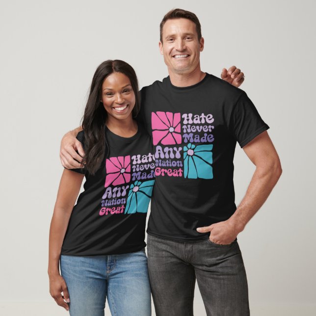 Hate Never Made Any Nation Great Retro Floral T-Shirt (Unisex)