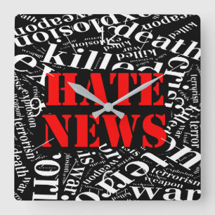 Hate news square wall clock
