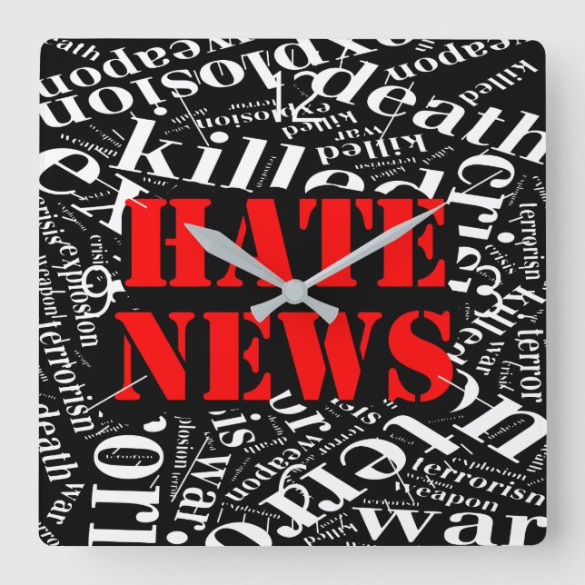 Hate news square wall clock (Front)