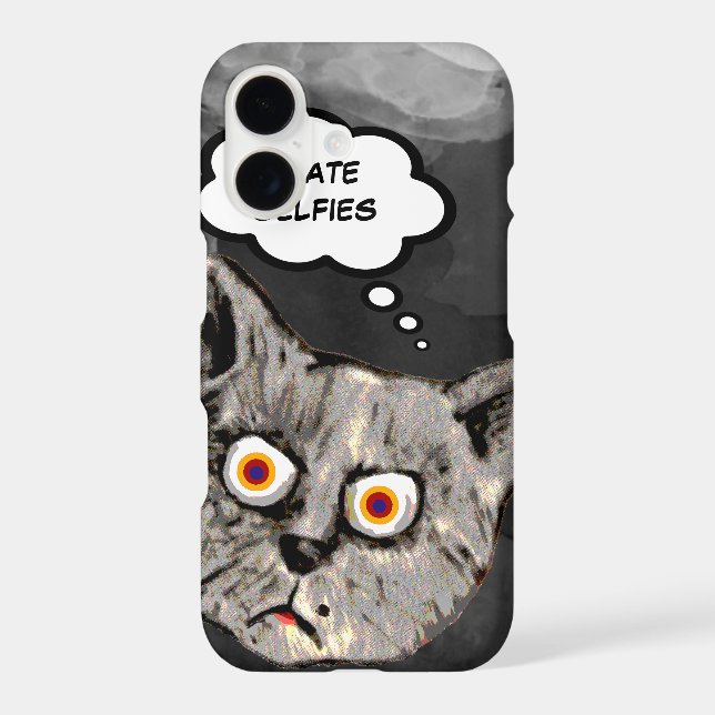 hate selfies funny cat cartoon (Back)