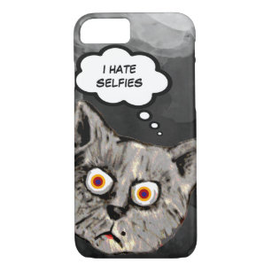 hate selfies funny cat cartoon iPhone 8/7 case