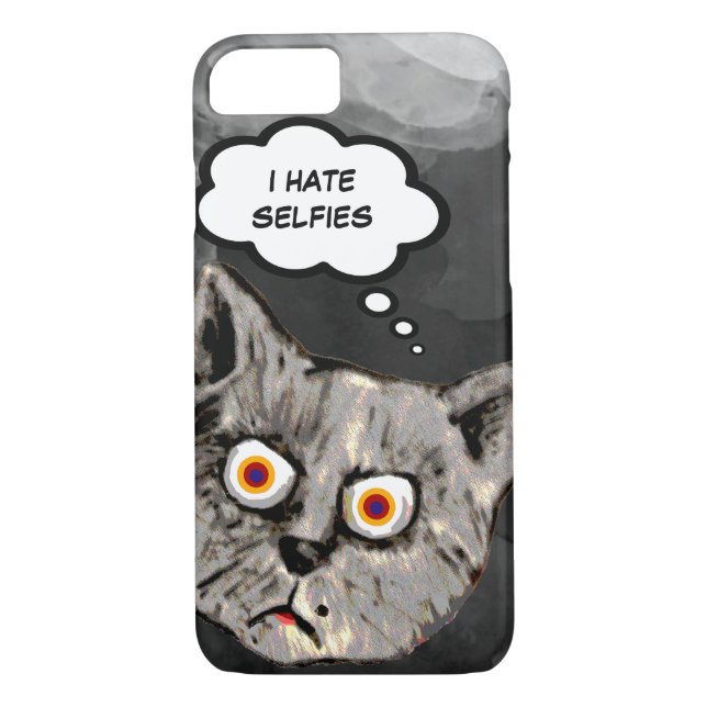hate selfies funny cat cartoon Case-Mate iPhone case (Back)
