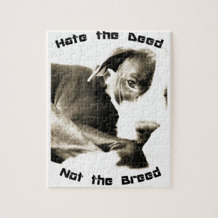hate the deed not the breed pitbull jigsaw puzzle