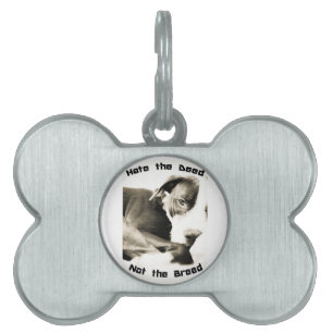 hate the deed not the breed pitbull pet name tag