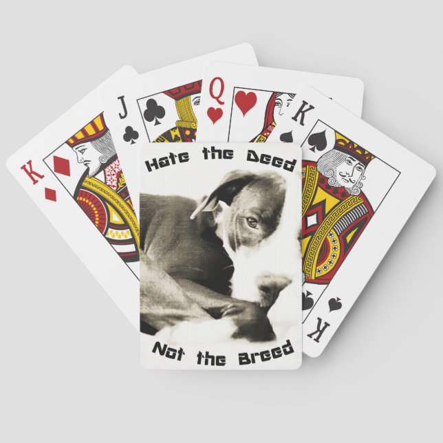 hate the deed not the breed pitbull playing cards (Back)