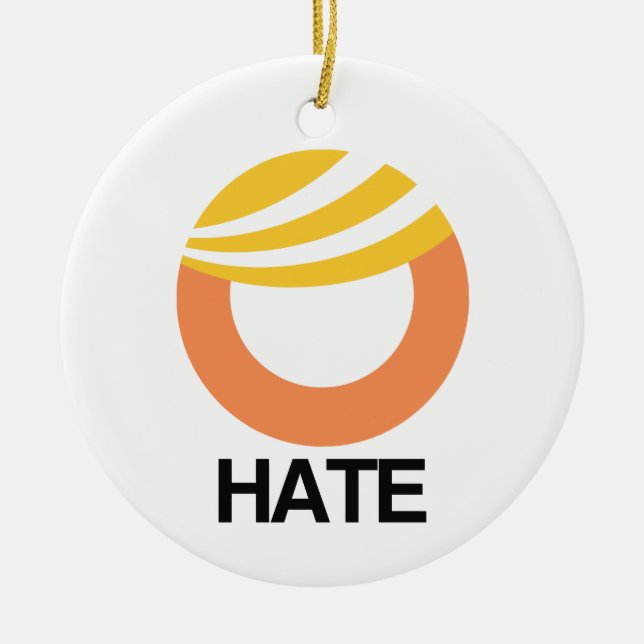 HATE (Trump) Ceramic Tree Decoration (Front)