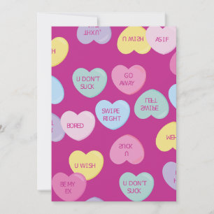 hate valentines day candy hearts invitation