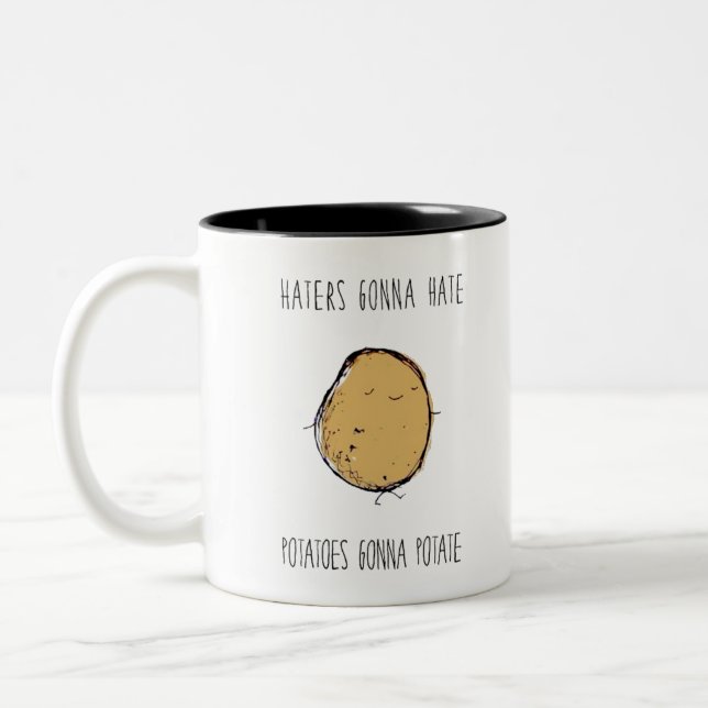 Haters Gonna Hate Potatoes Gonna Potate Two-Tone Coffee Mug (Left)