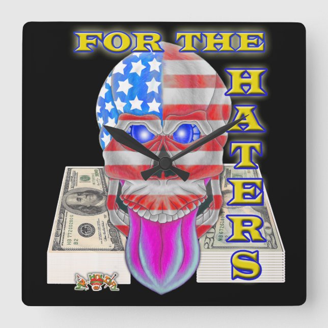 Haters Square Wall Clock (Front)
