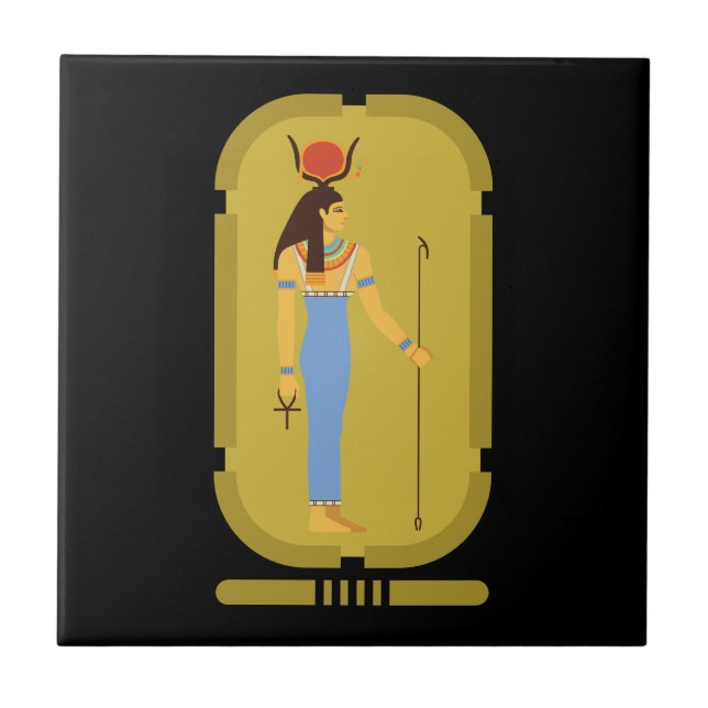 Hathor Egyptian Ancient Goddess Ceramic Tile (Front)