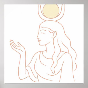 Hathor Egyptian Goddess Minimalist Line Poster