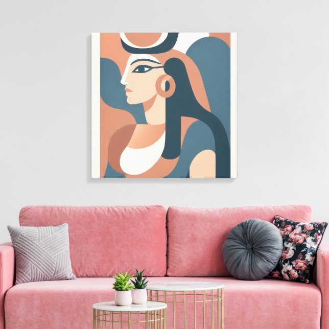 Hathor Egyptian Goddess Modern Canvas Wall Art (Insitu(LivingRoom))