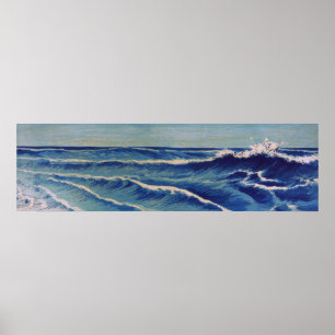 Hatō Zu Waves - Uehara Konen. Japanese Woodblock Poster