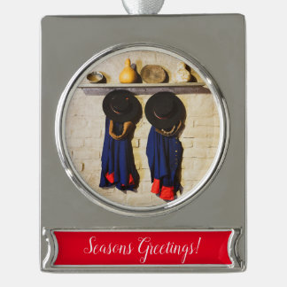 Hats and Coats in an Old Pueblo Silver Plated Banner Ornament