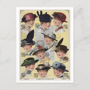 Hats from Vintage 1916 Montgomery Ward Catalogue Postcard