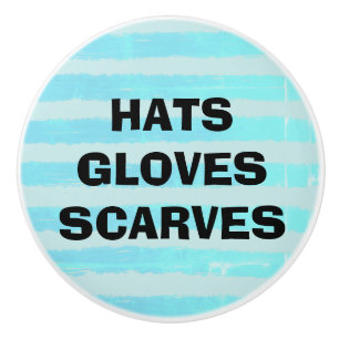Hats Gloves Scarves Ice Blue Watercolor Stripes Ceramic Knob
