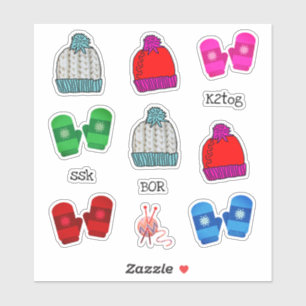 Hats Mittens Knitting Shaped Scrapbook Stickers