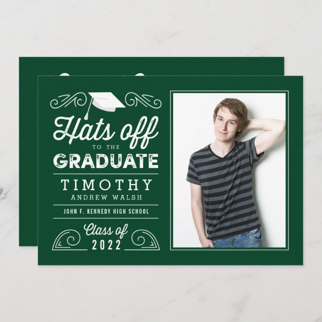 Hats Off EDITABLE COLOR Graduation Invitation (Front/Back)