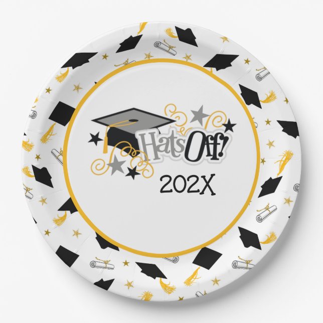 Hats Off Graduation  Paper Plates (Front)