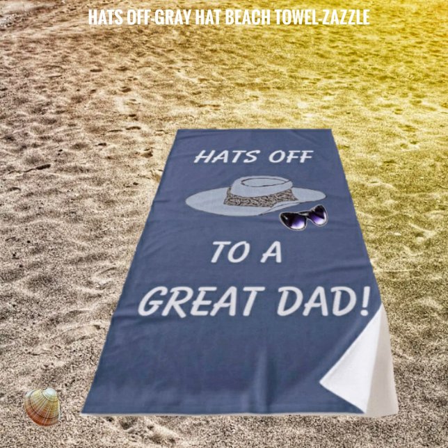 Hats Off-Grey Hat  Beach Towel (Creator Uploaded)
