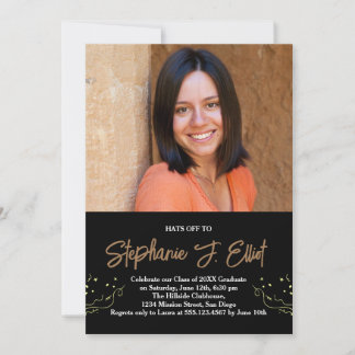 Hats Off Minimalist Your Photo Graduation Party Invitation