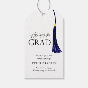 Hats Off To Grad Blue & Gold Tassel Graduation Gift Tags