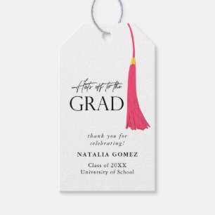 Hats Off To Grad Pink & Gold Tassel Graduation Gift Tags