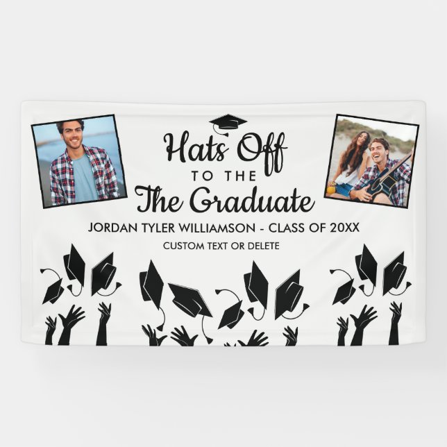 Hats off to the Grad Graduation Photos Party Sign (Horizontal)