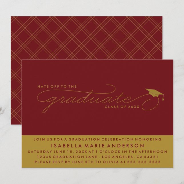 HATS OFF TO THE GRADUATE | GRADUATION INVITATION (Front/Back)