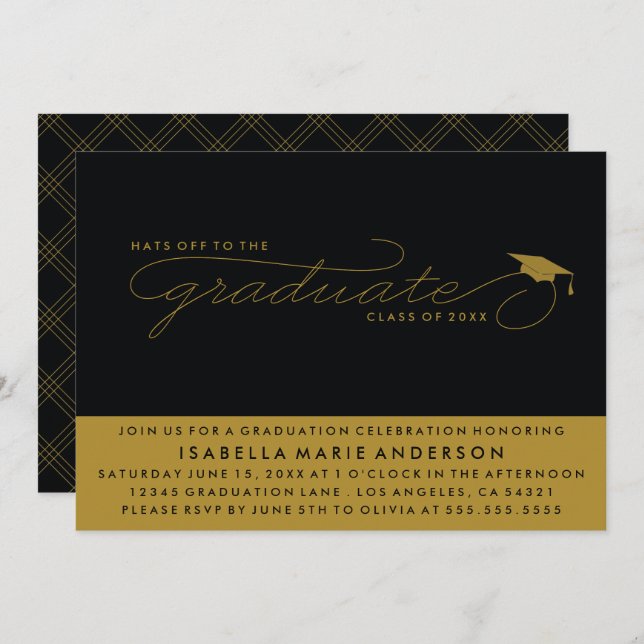 HATS OFF TO THE GRADUATE | GRADUATION INVITATION (Front/Back)