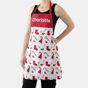 Hats Stockings Candy Canes Design Apron