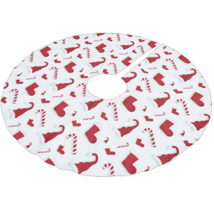 Hats Stockings Candy Canes Design  Brushed Polyester Tree Skirt