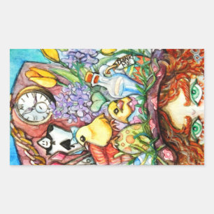 Hatter and his Spring Hat Design Rectangular Sticker
