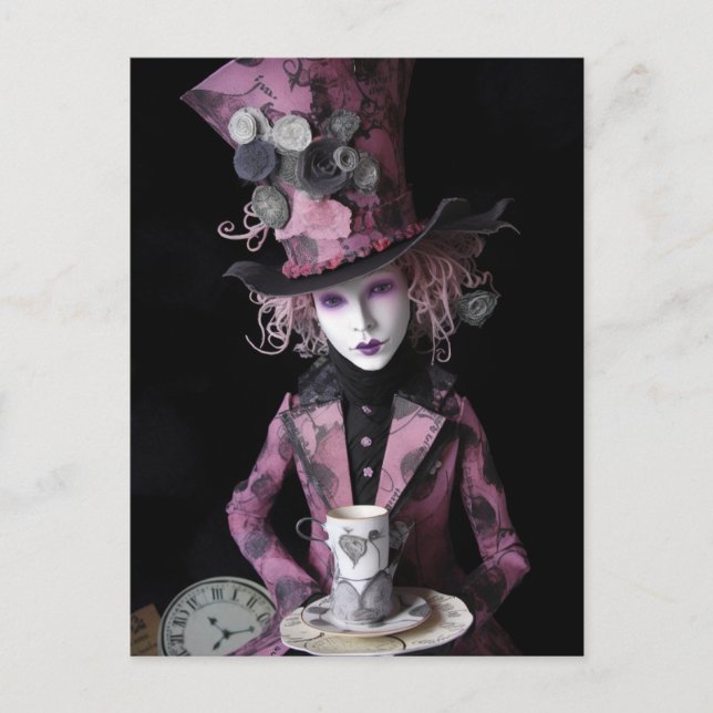 Hatters Tea Mixed Media Postcard (Front)