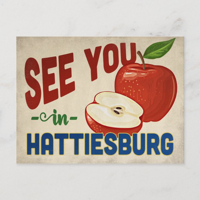 Hattiesburg Mississippi Apple - Vintage Travel Postcard (Front)