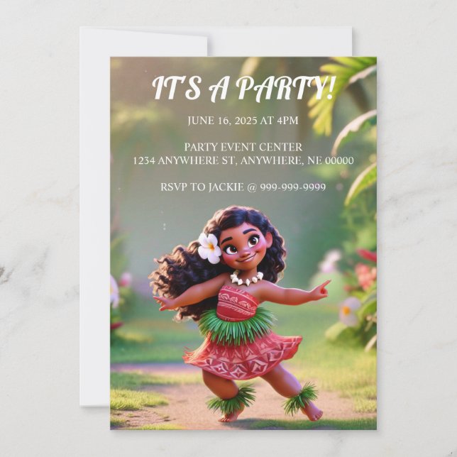 Hauʻoli Hula Princess Invitation (Front)