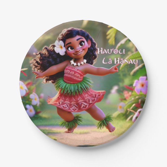 Hauʻoli Hula Princess Paper Plate (Front)