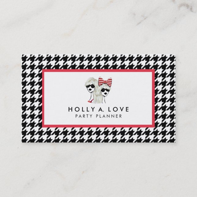 HAUGHTY HOUNDSTOOTH CARD | B&W | CUSTOMIZABLE (Front)