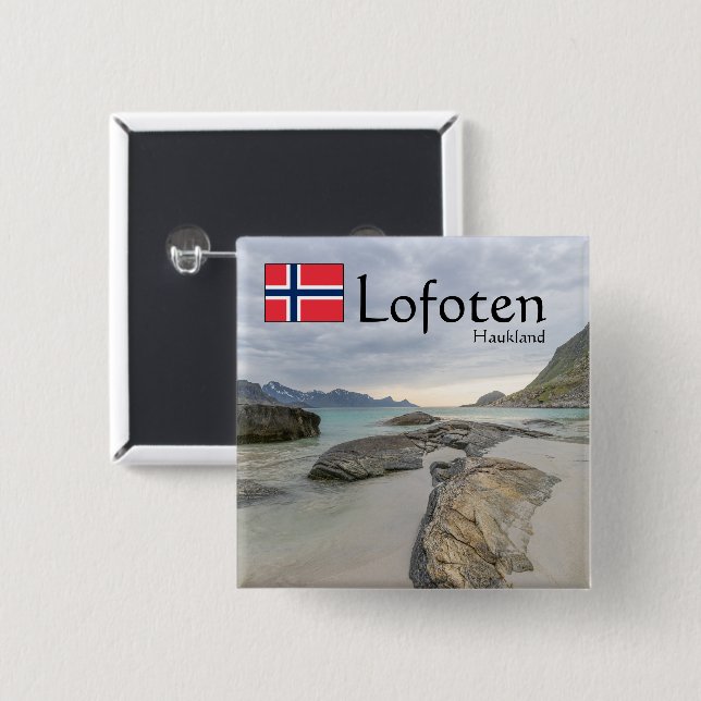 Haukland Souvenir 15 Cm Square Badge (Front & Back)