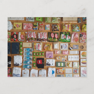 Haul of chocolate, candy, souvenirs Japan Postcard
