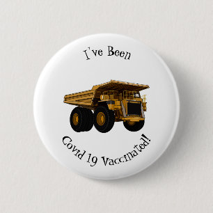 Haul truck cartoon illustration 6 cm round badge