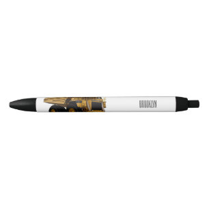 Haul truck cartoon illustration black ink pen