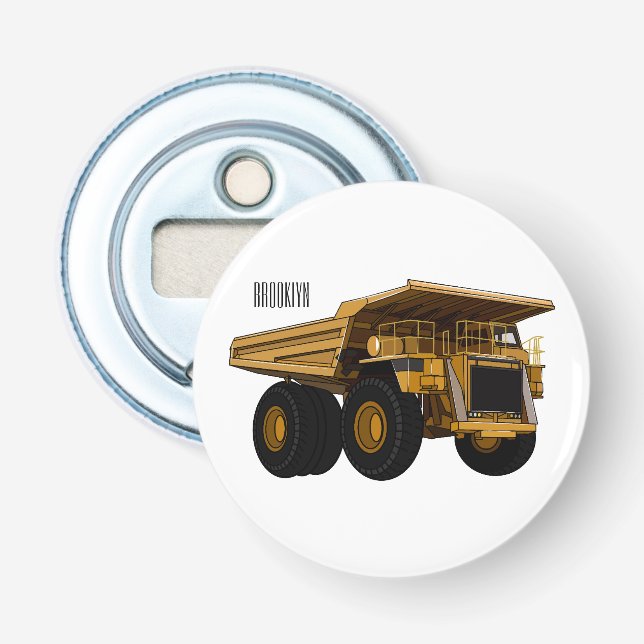 Haul truck cartoon illustration bottle opener (Front)