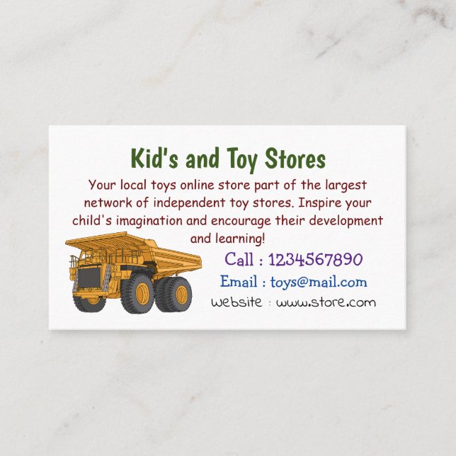 Haul truck cartoon illustration business card (Front)