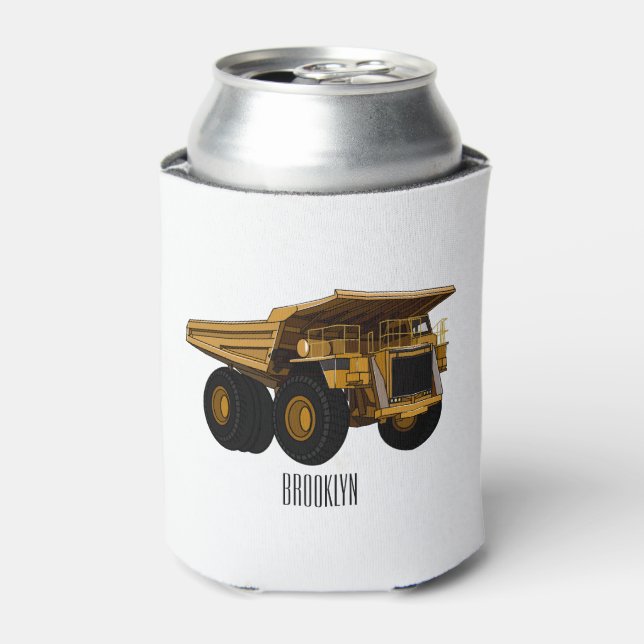 Haul truck cartoon illustration can cooler (Can Front)