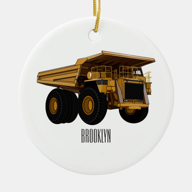 Haul truck cartoon illustration ceramic tree decoration (Front)