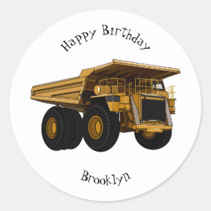 Haul truck cartoon illustration classic round sticker