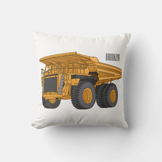 Haul truck cartoon illustration cushion (Front)