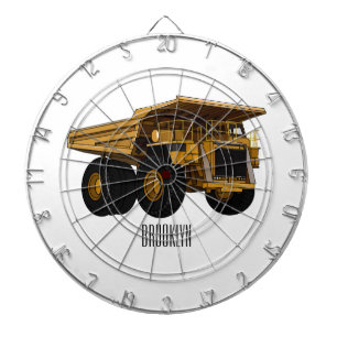 Haul truck cartoon illustration dartboard